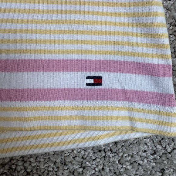 Tommy Hilfiger T Shirt Womens Short Sleeve Striped Pink Yellow Cotton Size XXL - Picture 2 of 7